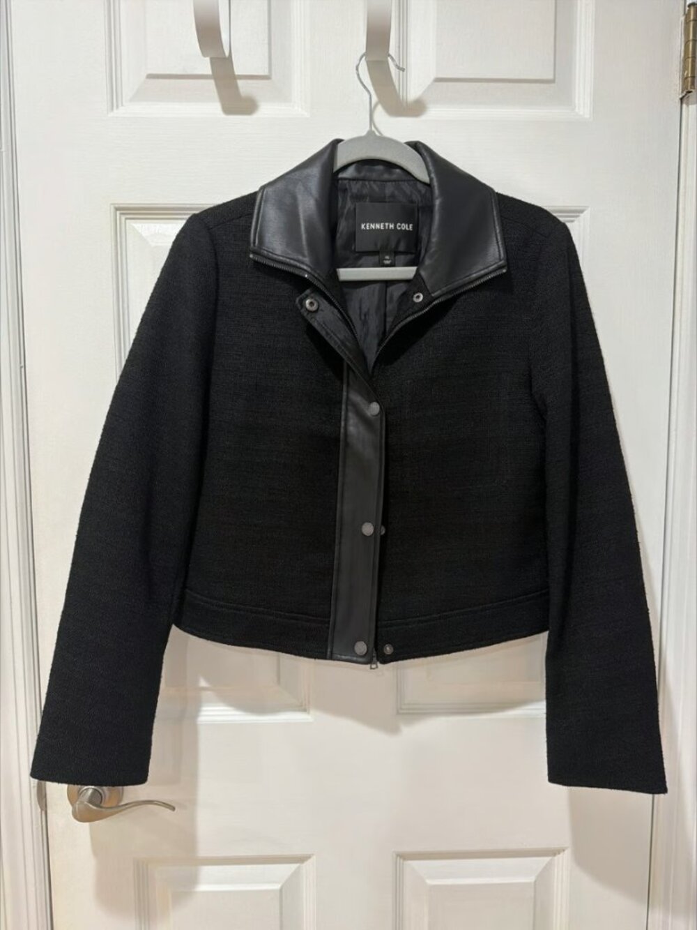 Women’s Kenneth Cole Textured Jacket with Faux Leather Collar